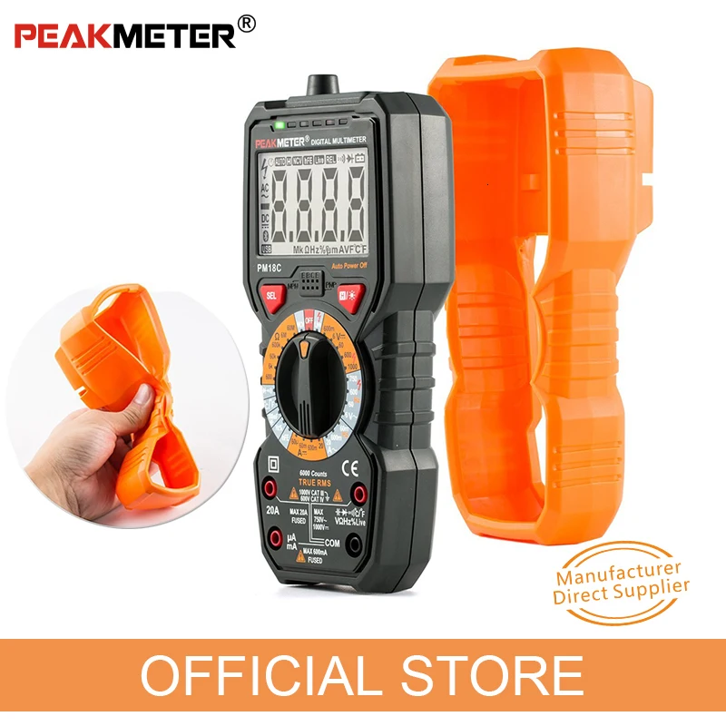 

PEAKMETER 2 in 1 high Accuracy Digital Multimeter True RMS AC/DC Voltage Resistance Capacitance Frequency Temperature NCV Tester