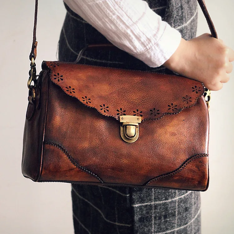 

2019 Woman Package Handbag Vegetable Cowhide Pure Manual Color Single Shoulder Messenger Leather Bag
