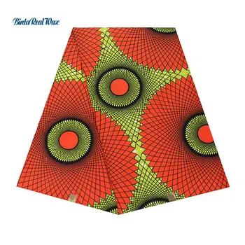 

Orange Cotton High Quality 6 Yards African Guaranteed Wax Print Bazin Fabric Bintareal Wax Wax Fabrics 24fs1367
