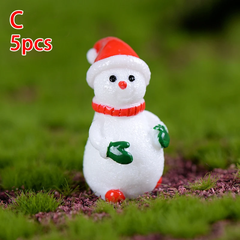 5 шт. миниатюры Merry christmas Подарочная коробка Санта Клаус Снеговик Декор сани микро Пейзаж снег сцена ремесла орнамент - Цвет: C