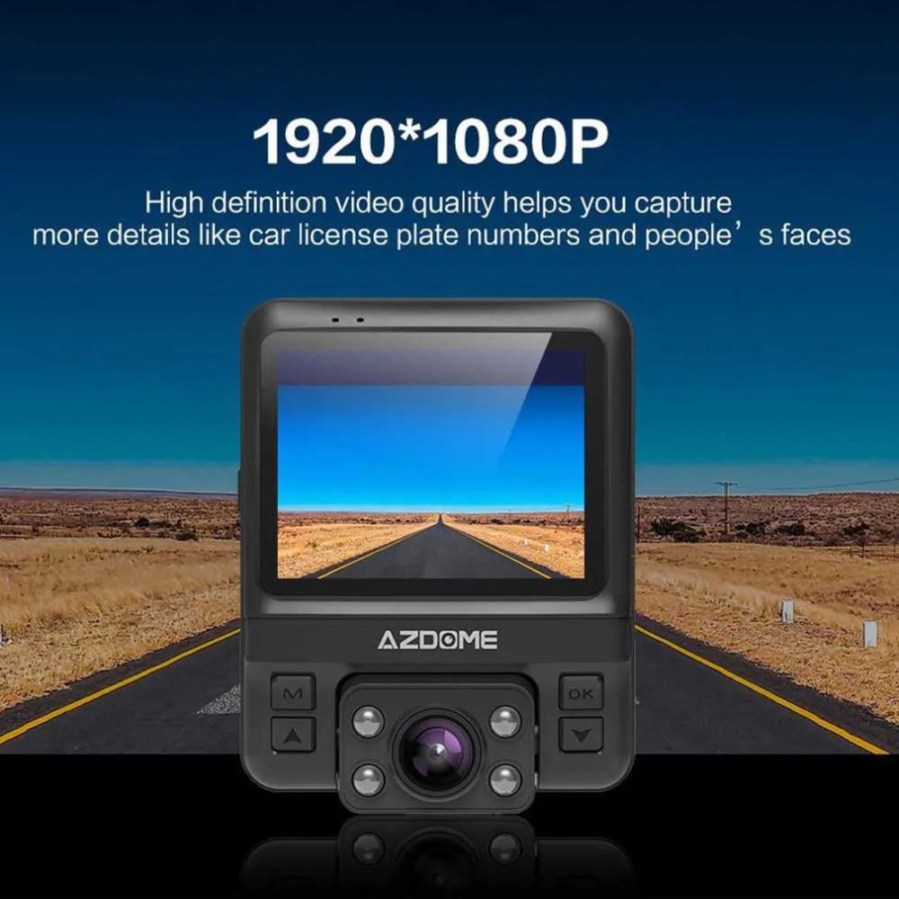 AZDOME GS65H Автомобильный видеорегистратор с двумя объективами, видеорегистратор, фронтальная Full Hd 1080P задняя 720 P, автомобильная камера, ночное видение, Gps