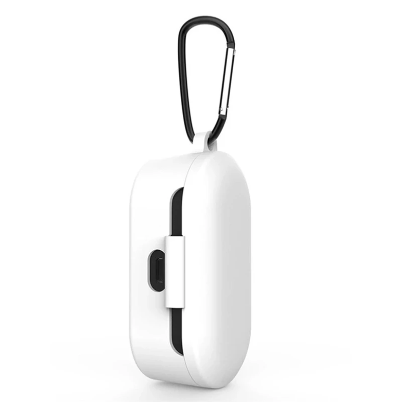 Мягкий силиконовый чехол для гарнитуры для QCY T1S QS2 T2C, сумка для хранения наушников, противоударный чехол для наушников с bluetooth и металлическим крючком - Цвет: Белый