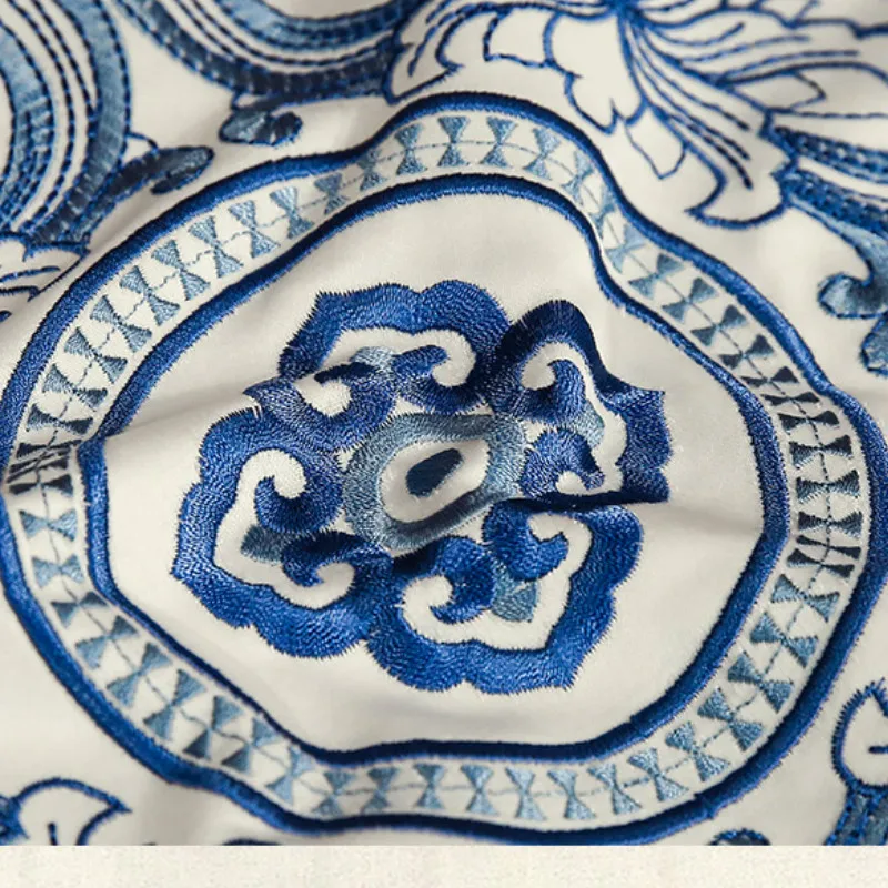 DUNXDECO Cushion Cover Decorative Pillow Case Modern Simple Chinese Style Flora Circle Embroidery Coussin Sofa Bedding Decorate