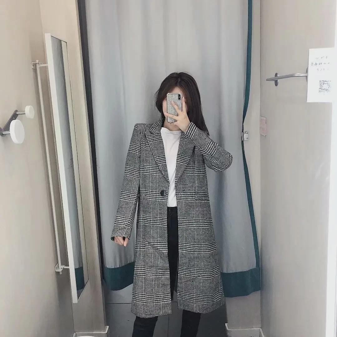 

Western Style WOMEN'S Dress 2019 Autumn & Winter New Style One-Button Retro Pattern Coat Women's