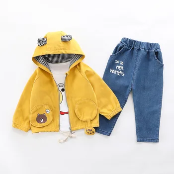 

Spring Autumn New Baby Girl Clothes Children Boys Cotton Jacket T Shirt Pants 3Pcs/sets Toddler Fashion Costume Kids Tracksuits