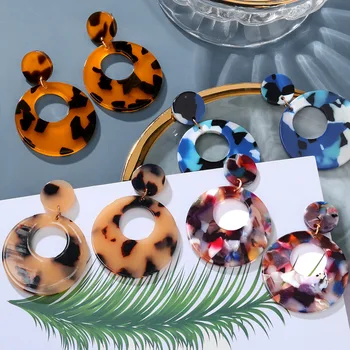 

POXAM Korean Acrylic Earrings 2020 Big Statement Earrings for Women Fashion Geometric Resin Oval Drop Dangle Earrings Jewelry