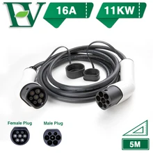 Morec EV зарядный кабель вилка 16А 3,68 кВт для электрической автомобильной зарядной станции Тип 2 штекер «Мама-папа», IEC 62196-2 5 м