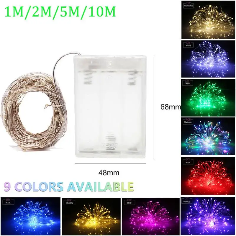led string lights 10M 5M 2M Silver Wire fairy battery luces decoracion Garland Christmas Decoration Party Wedding | Освещение