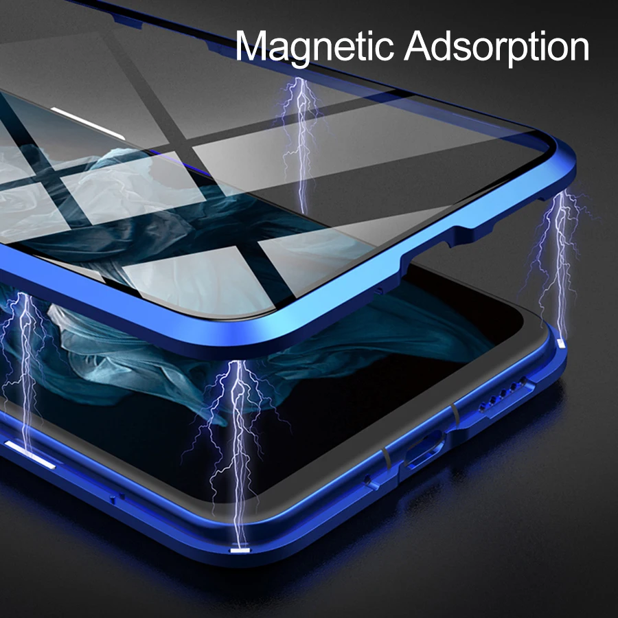 Изогнутый на 360 ° защитный чехол Honor20 Магнитная металлическая рамка двойное