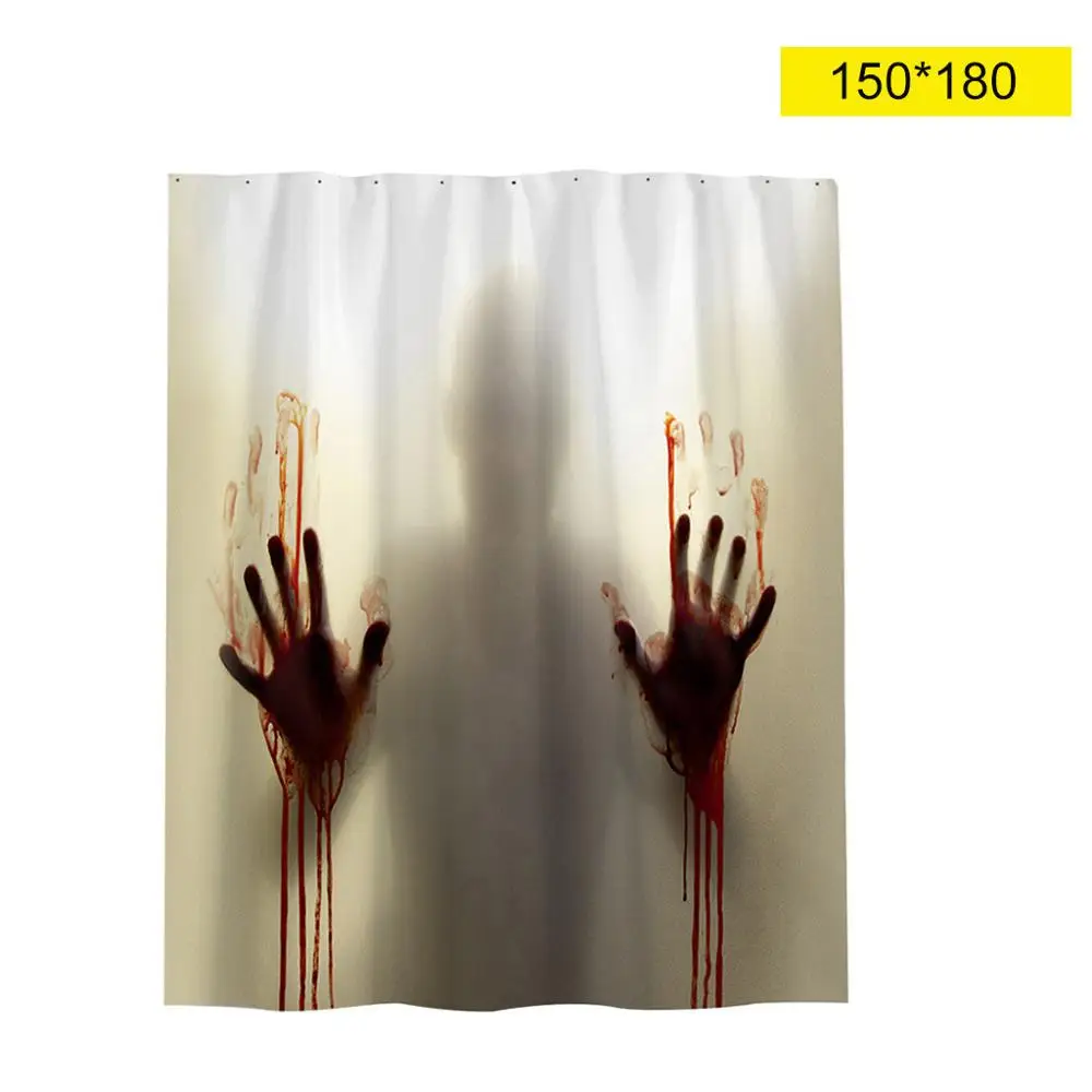 Страшная 3D Рука крови Хэллоуин занавеска для душа водонепроницаемый плесени полиэстер Ванная комната ткань для украшения ванной#25 - Цвет: Белый