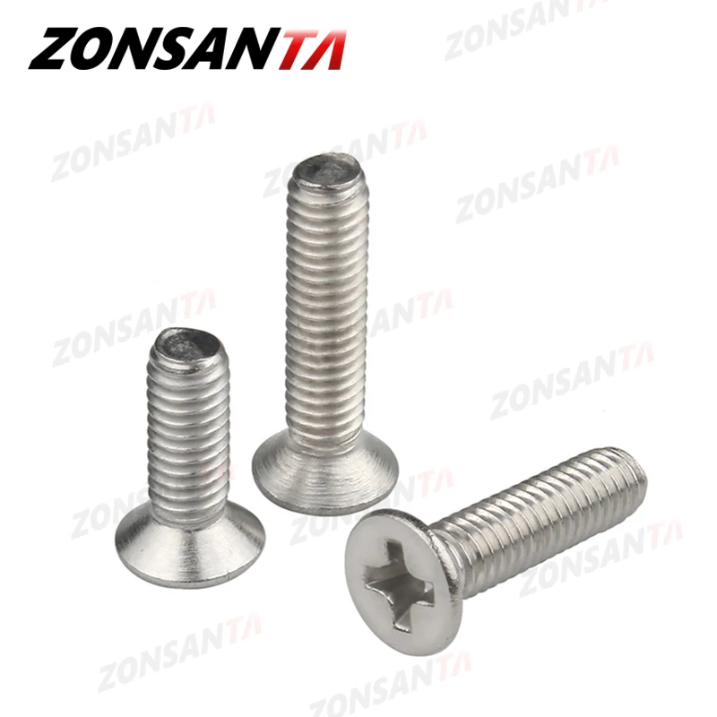stainless steel screw ZONSANTA M1.6 M2 M2.5 M3 M4 M5 M6 Mini Micro Small 304 Stainless Steel Cross Phillips Flat Bolt Countersunk Head Furniture Screw