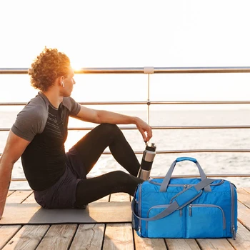 

45L Sports Gym Bag Travel Duffel Bag Fitness Sport Bag for Outdoor Camping Travel Gym with Wet Pocket Shoes Compartment