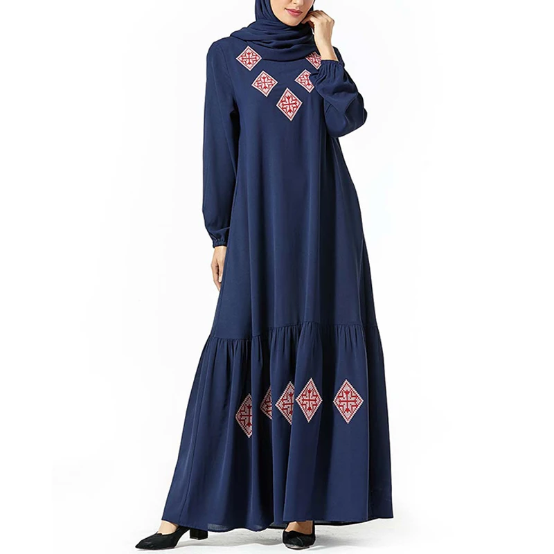 blue dress Vestidos Kaftan арабский абайя Дубай хиджаб мусульманское платье для женщин Катара Elbise турецкая исламская одежда халат Musulmane Longue платья - Цвет: blue dress