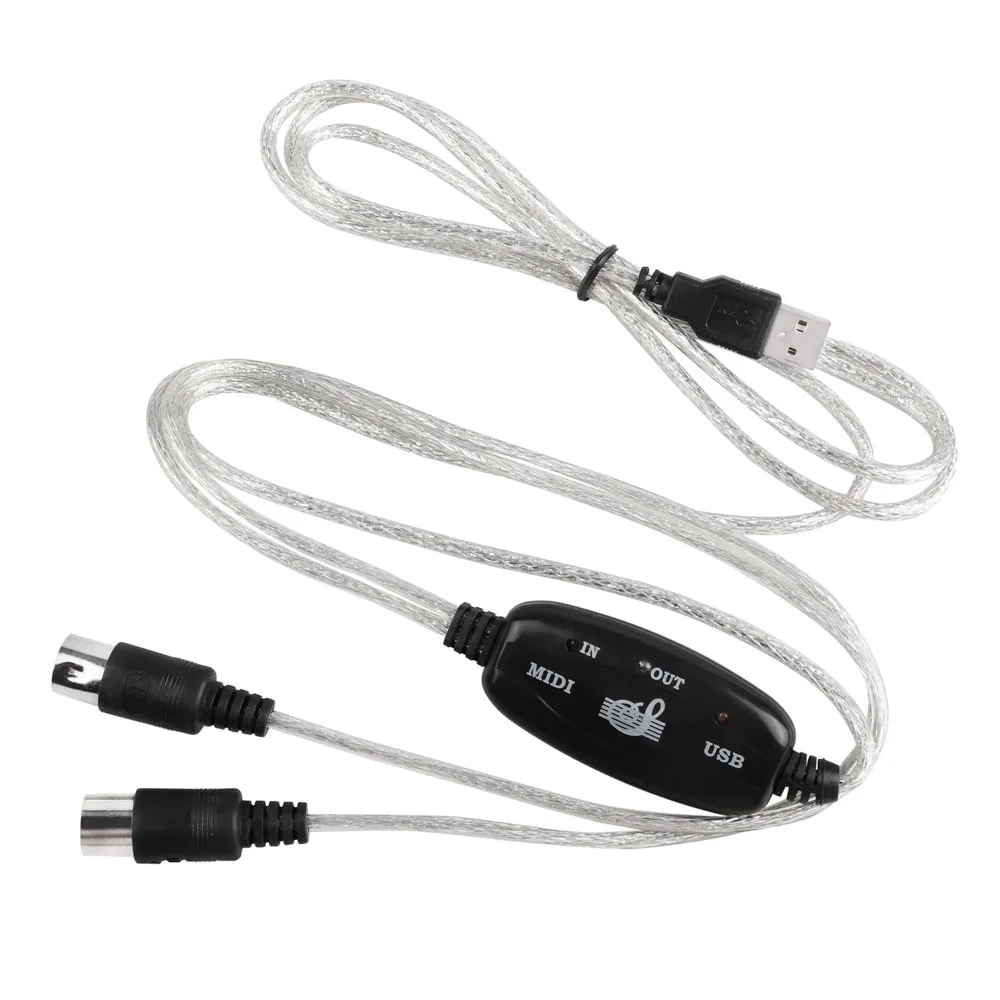 Интерфейс MIDI к USB IN-OUT Кабель Конвертер Разъем ПК к синтезатору Музыкальная клавиатура Инструмент 5-контактный шнур Кабель-адаптер Кабельная линия Музыкальное редактирование Линия записи