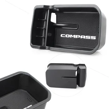 

Car Central Console Armrest Storage Box Tray Case Bin For Jeep Compass 2017 2018 ABS Plastic Car Accessories
