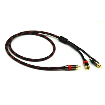 

HIFI Single RCA to Dual RCA Subwoofer Audio Cable Pure Copper One Sub-2 Splitter Y RCA Cable Amplifier