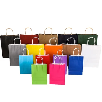 

1PC Colorful Small Kraft Paper Gift Bag With Handle Wedding Birthday Party Gift Package Wrapping Supplies Festival Jewelry Bags