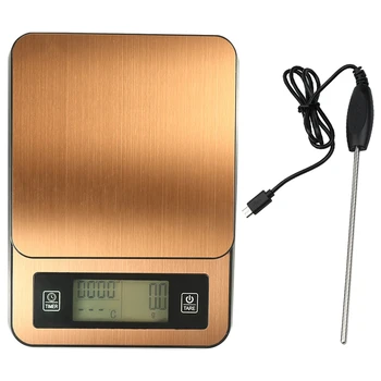 

Scale Timed Kitchen Hand Made Coffee Electronic Scale With Temperature Probe Lcd Display Kitchen Scales