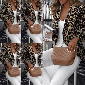 

Leopard Jacket Women Sweater Top Warm Casual Winter Cardigan Long Sleeve Coat