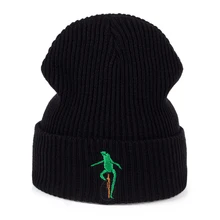 Новинка, зимняя теплая шапка с вышивкой в виде тачки, лягушки, изогнутая Зеленая лягушка, облегающие шапки для мужчин и женщин, шапочки в виде лягушки, шапка Gorras