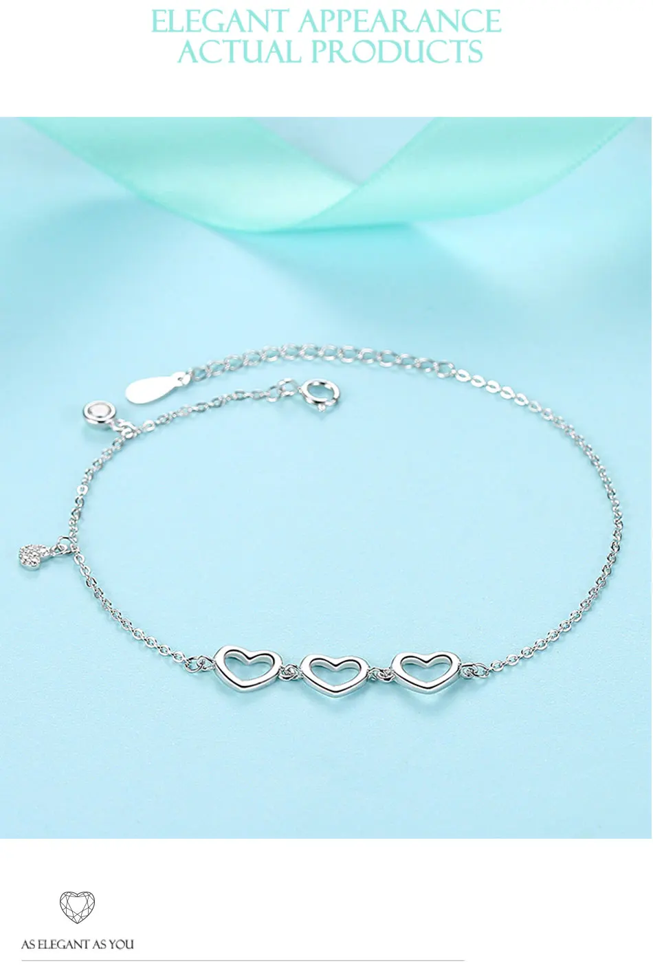 5 шт. модные продажи Аутентичные стерлингового серебра 925 Романтический браслет в форме сердца для женщин Подарочные украшения для помолвки
