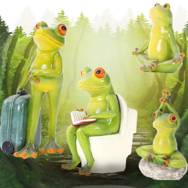 Hot Room Decor Sculpture Decoration Accessories Frog Decoration Travel frog Yoga Animal Decoration Bedroom Home Living Room