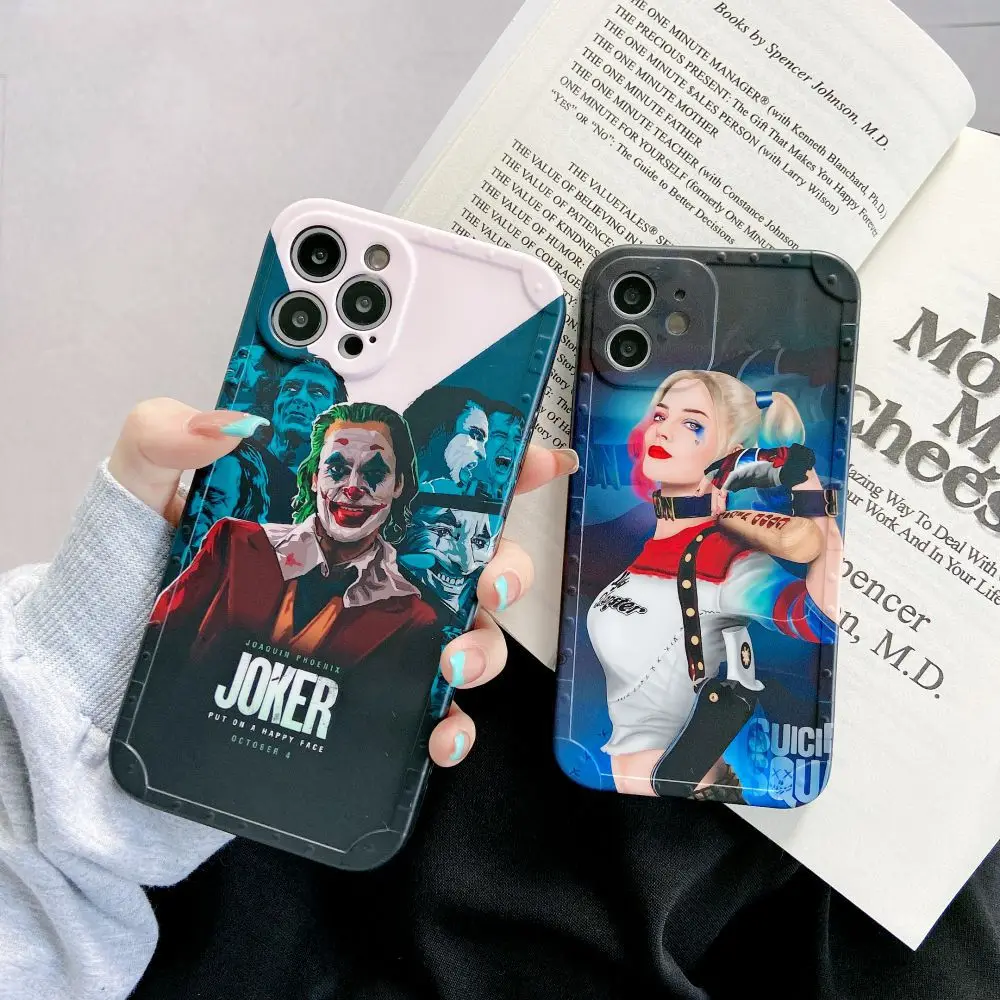 For IPhone 11 12 13 Pro Max DC Anime Figure The Joker Harley Quinn Silicone All-Inclusive Back Cover Phone Case Birthday Gifts | Игрушки и