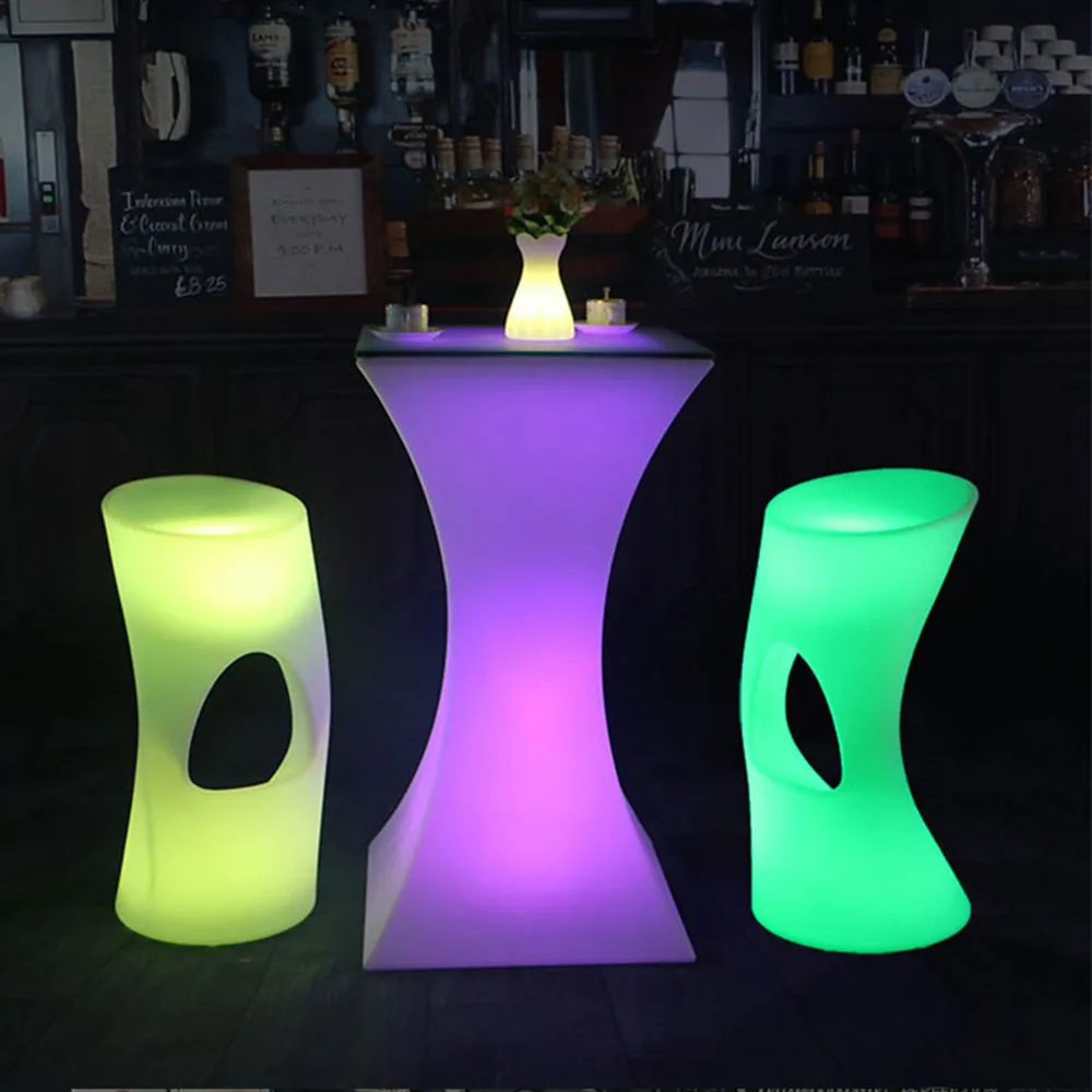 New Led Luminous Cocktail Table Round shape plastic Bar Table For Night Club Coffee Shop Lighting Furniture bar table set New Led Luminous Cocktail Table Round shape plastic Bar Table For Night Club Coffee Shop Lighting Furniture bar table set
