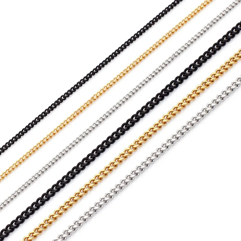 3MM 3.5MM Small Cuban Chains Necklaces Stainless Steel Jewelry DIY Pendant Necklace USENSET cuban necklaces,stainless steel necklace,pendant necklaces,metal necklace,pendant necklace