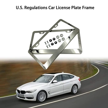

U.S. Regulations Car License Plate Holde Universal Auto Licence Plate Bracket Stainless Steel Car License Plate Frame Tag Cover