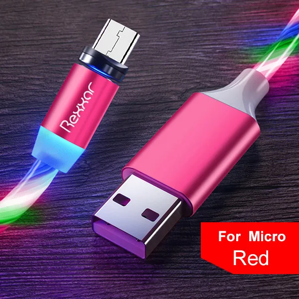 Магнитный usb кабель для зарядки Micro usb type C Магнитный зарядный Шнур для iphone samsung Xiaomi Быстрый светодиодный магнитный кабель для мобильного телефона - Цвет: Micro USB Kit Rose