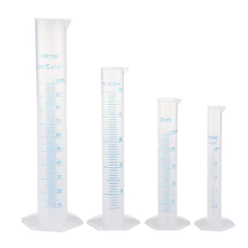 

PIXNOR 4pcs Transparent Measuring Plastic Graduated Cylinder 10ml / 25ml / 50ml / 100ml