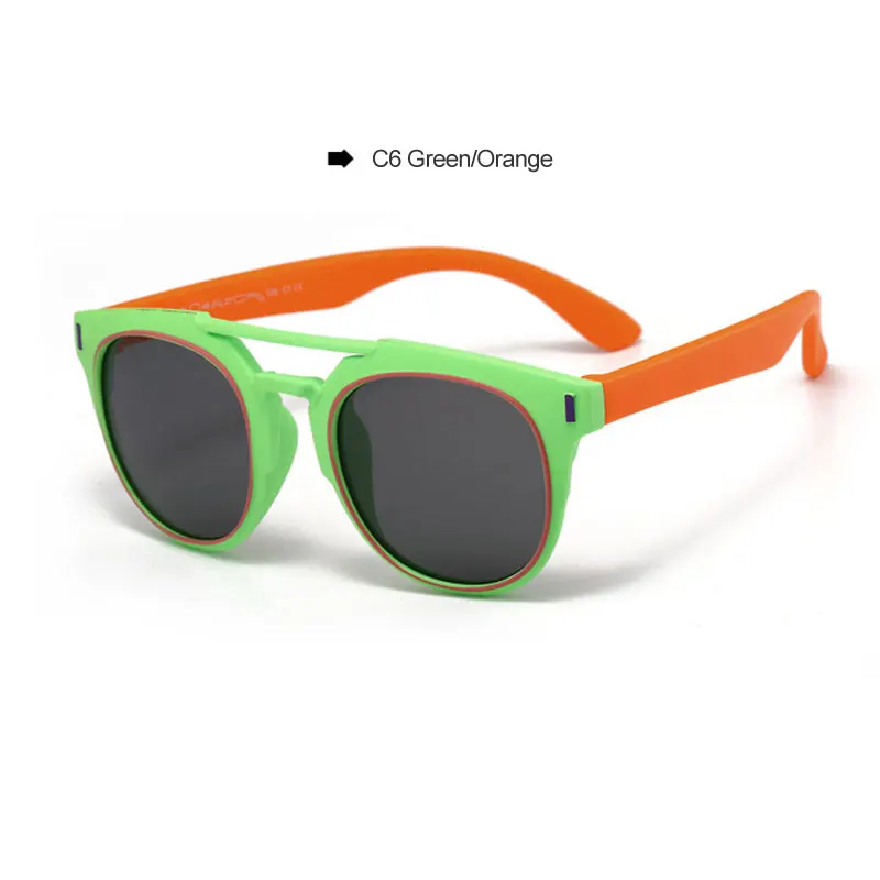 Модные Детские поляризованные солнцезащитные очки с двойным мостом для мальчиков и девочек, квадратные очки TR90, экологическая Гибкая Защитная оправа - Цвет линз: 6