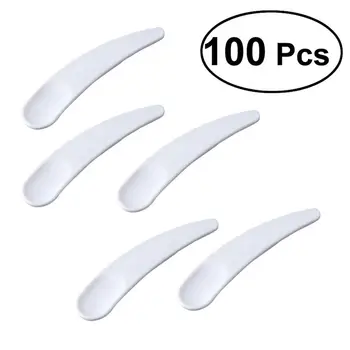 

100PCS Mini Cosmetic Spatula Disposable Curved Scoop Makeup Mask Cream Spoon Eye Cream Stick Make Up Face Beauty Tool Kits A4