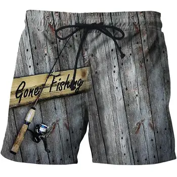 

Fish 3 d printing beach pants of 2018 fun fishhook printing plage homme sand shorts stroj kapielowy board shorts masculino