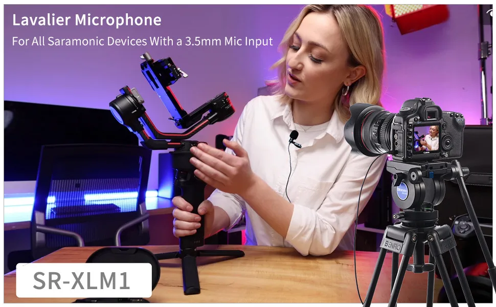 Saramonic-microfone lapela lapela para câmeras DSLR, filmadoras,