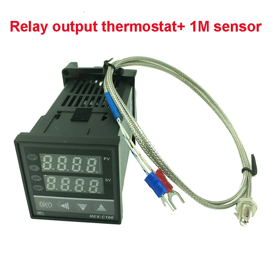 Relay output set2 REX-C100 цифровой PID регулятор температуры Термостат реле/SSR выход 1300C K Тип термопары Датчик радиатора SSR40DA - Цвет: Relay output set2