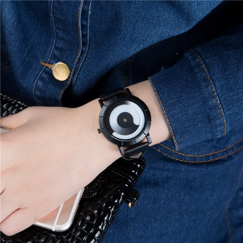 Уникальные креативные Vortex кварцевые кожаные Наручные часы женские подарки унисекс градиентный цвет женские Авроры вращающиеся часы reloj hombre