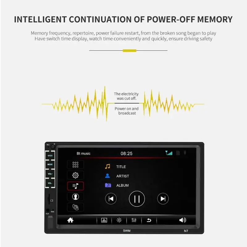 N7 двойной 2 DIN стерео 7 дюймов экран Bluetooth радио в тире головное устройство