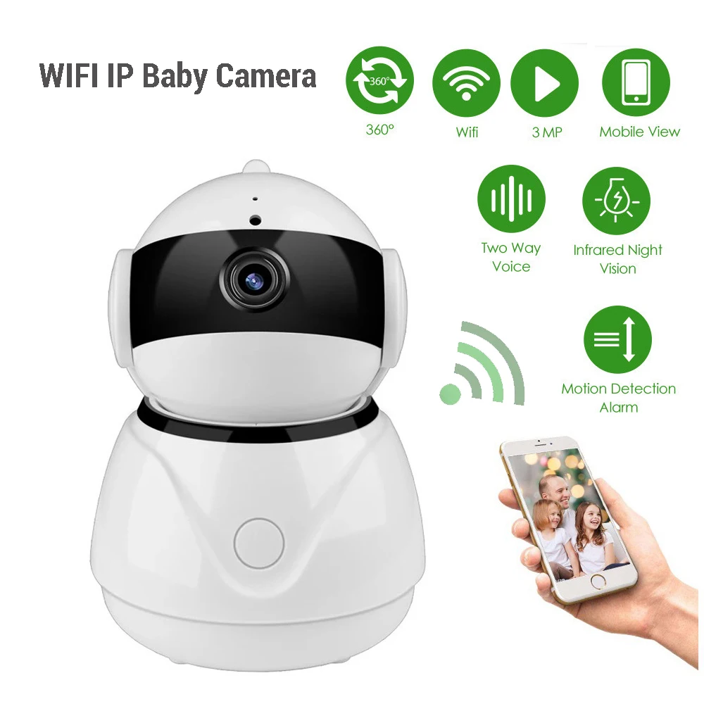 

WiFi Wireless IP Camera HD 3MP Video Security Panoramic 360 Degree Webcam Home Intercom Two Way Audio Baby Monitor