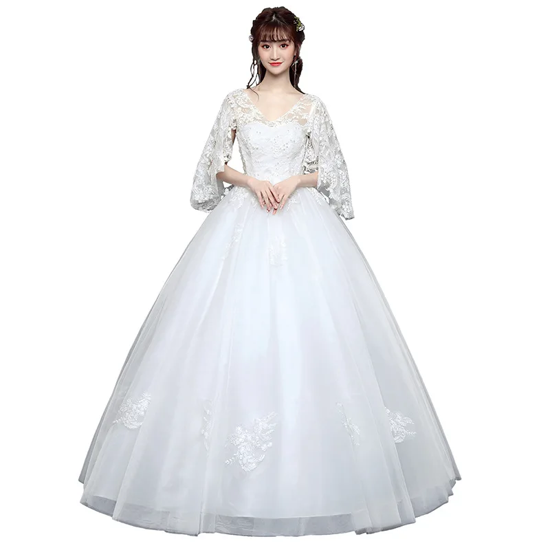Vestidos de Noiva Vestido de Casamento com Mangas Popodion Tamanho Grande Mulher Grávida Capina Branco Wed90536 1 Popodion plus size mulher grávida capina vestidos
