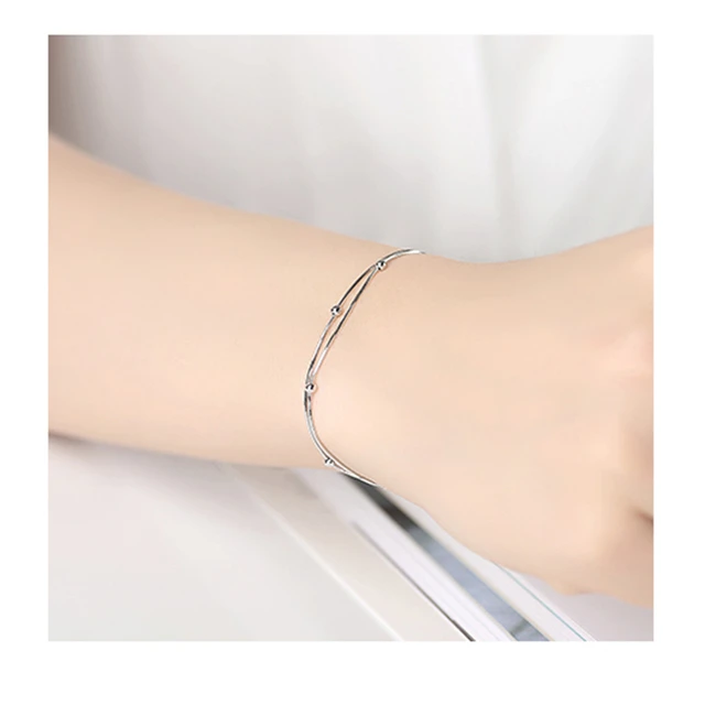 Фото оптовая продажа серебряный браслет с круглыми бусинами счастливый цена
