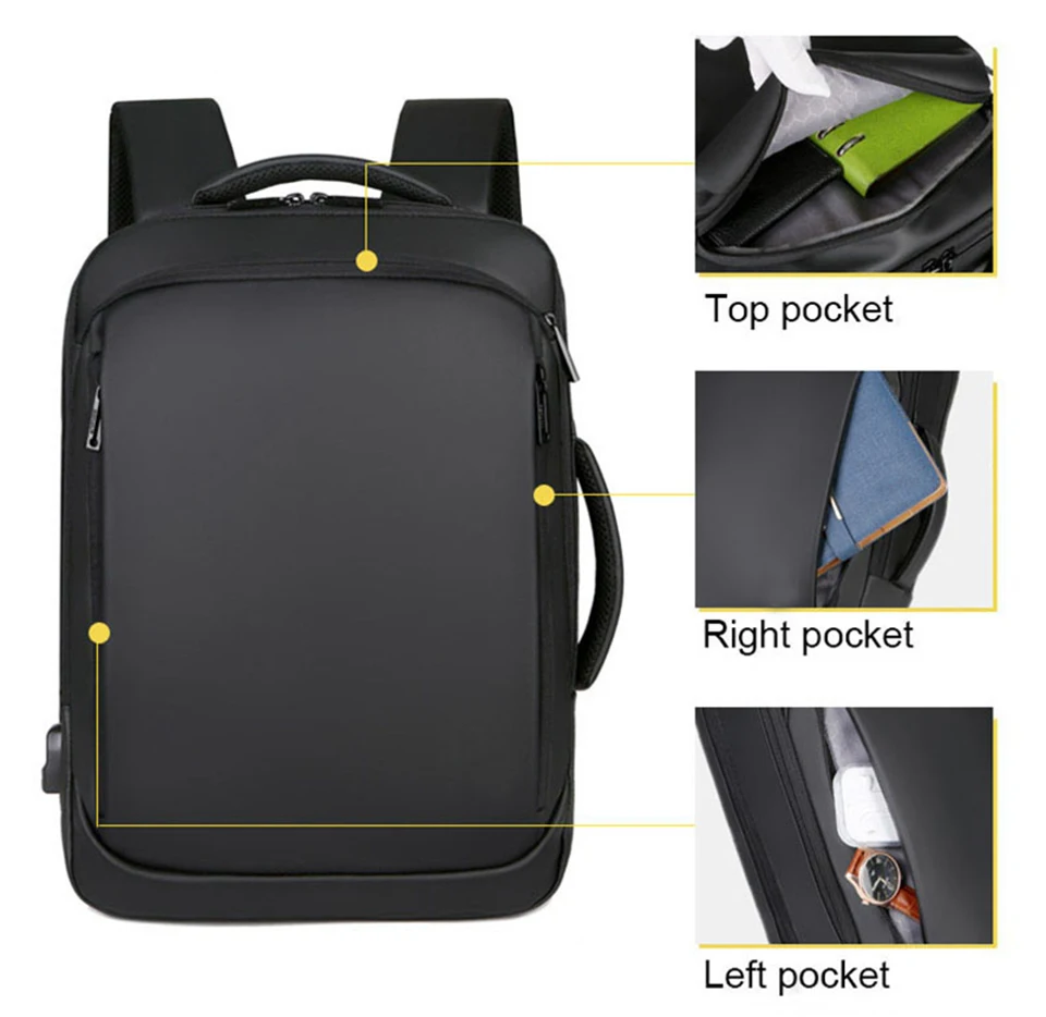 Mens USB Charging Backpack 14 15.6 inch Laptop Bags Male Business Bagpacks Waterproof Multifunctional Travel Backpack Man Bag (6)