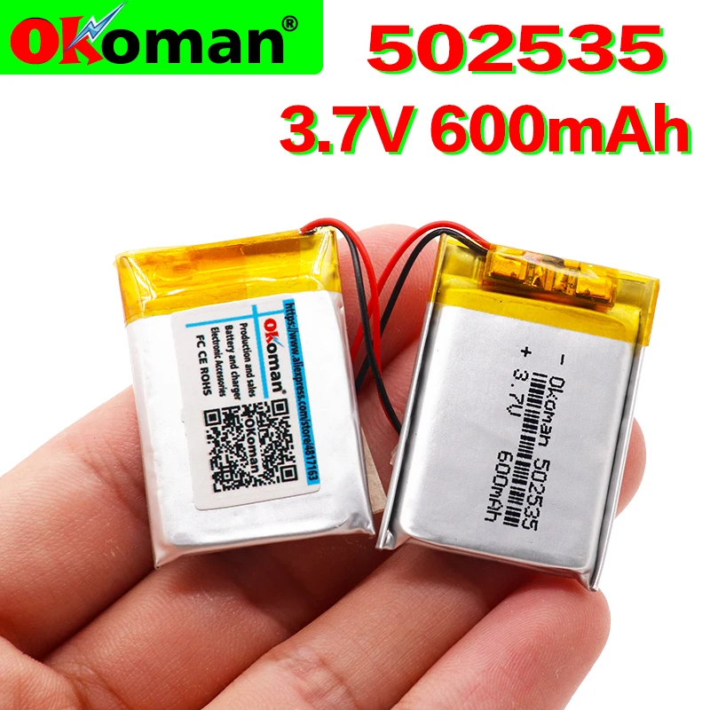 3 7 в 600 мАч 502535 литий-полимерный Li-Po Li ion Перезаряжаемые Батарея клетки для Mp3 MP4 MP5 gps