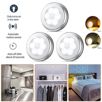

Motion Sensor 6 Led Night Light Wireless Detector Light Magnetic Wall Lamp Light Auto On/Off Closet Stair Under Closet light