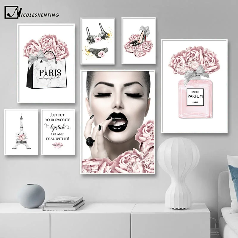 Canvas Poster Picture Heels Art-Painting Room-Decoration Eiffel-Tower Print Beauty Fashion Wall