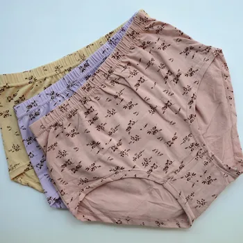 

Womens Plus Size Underpants Flower Print Breathable Briefs Panties High Waist Coton Underwear Size XL-5XL Female Intimates 3361
