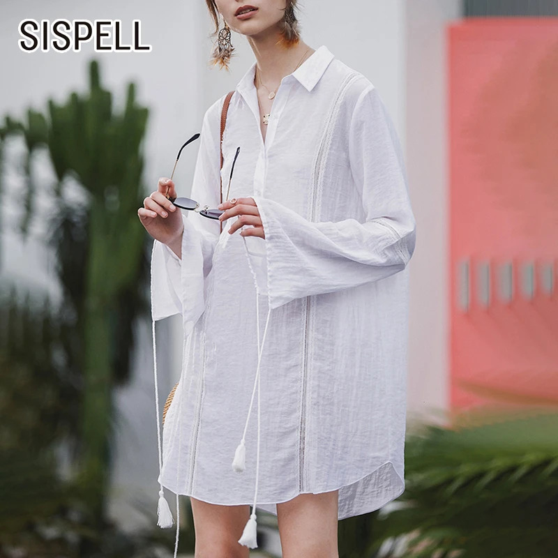 SISPELL/Лоскутные Женские топы и блузки с кисточками и длинными рукавами; Осенняя Повседневная Свободная Женская рубашка большого размера; модная новая одежда