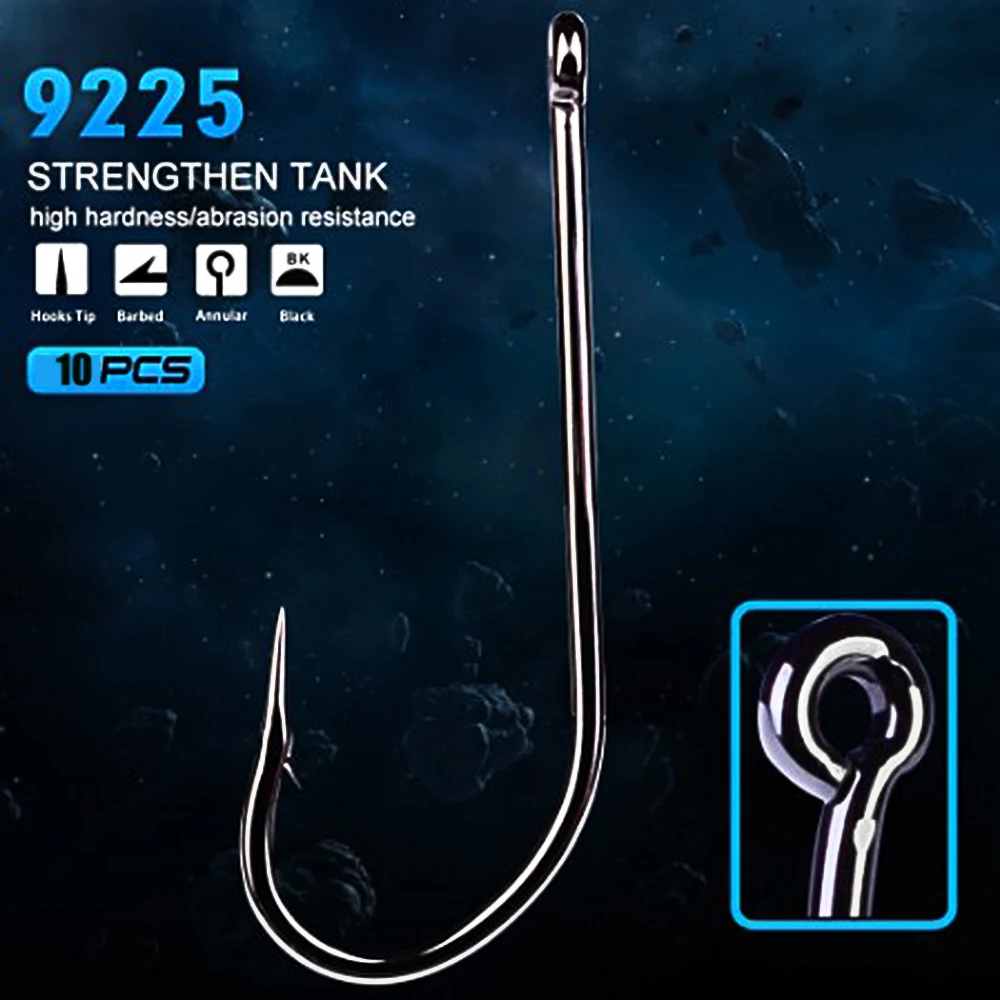 10pcs 1#-8/0 Saltwater Fresh Water Long Shank Barbed High Carbon Steel Fishhook Carp Jig Fishing Accessories Hook Fly Fish hook