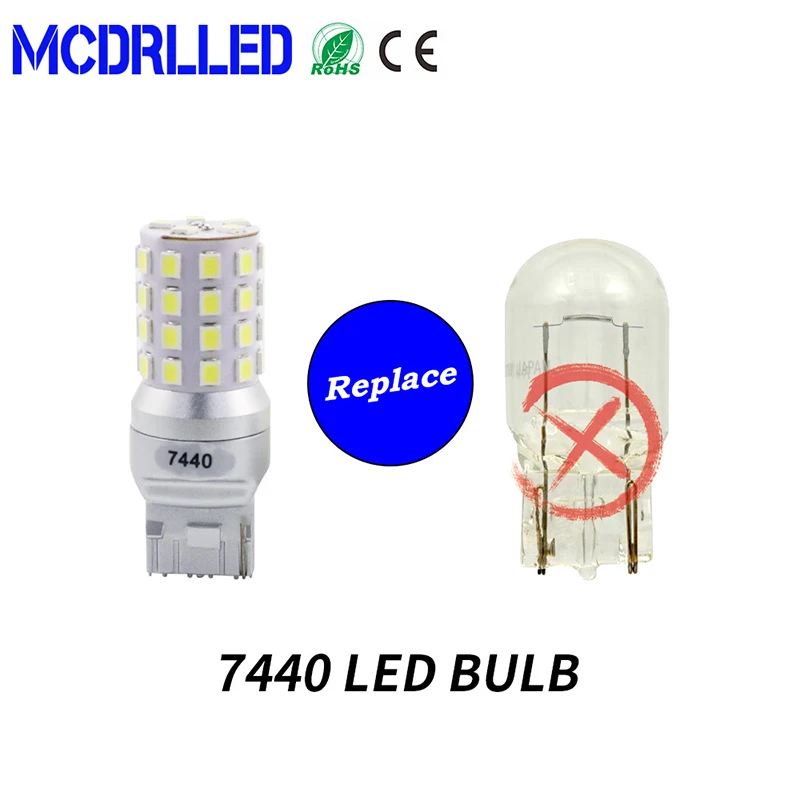 Mcdrlled 2PCS T20 LED 7443 7440 Car Turn Signal Lamp Auto Brake Light Reversing 5W White Yellow Red Led Source
